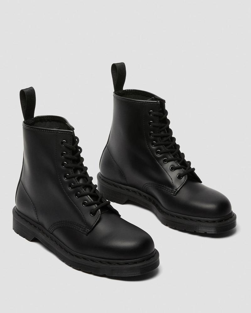 Black Men's Dr Martens 1460 Mono Smooth Leather Lace Up Boots | CA 519FDN